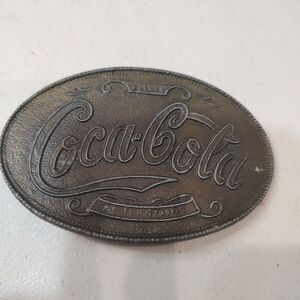 Vtg Coca Cola Belt Buckle Metal 5 Cents At‎ Fountain Oval